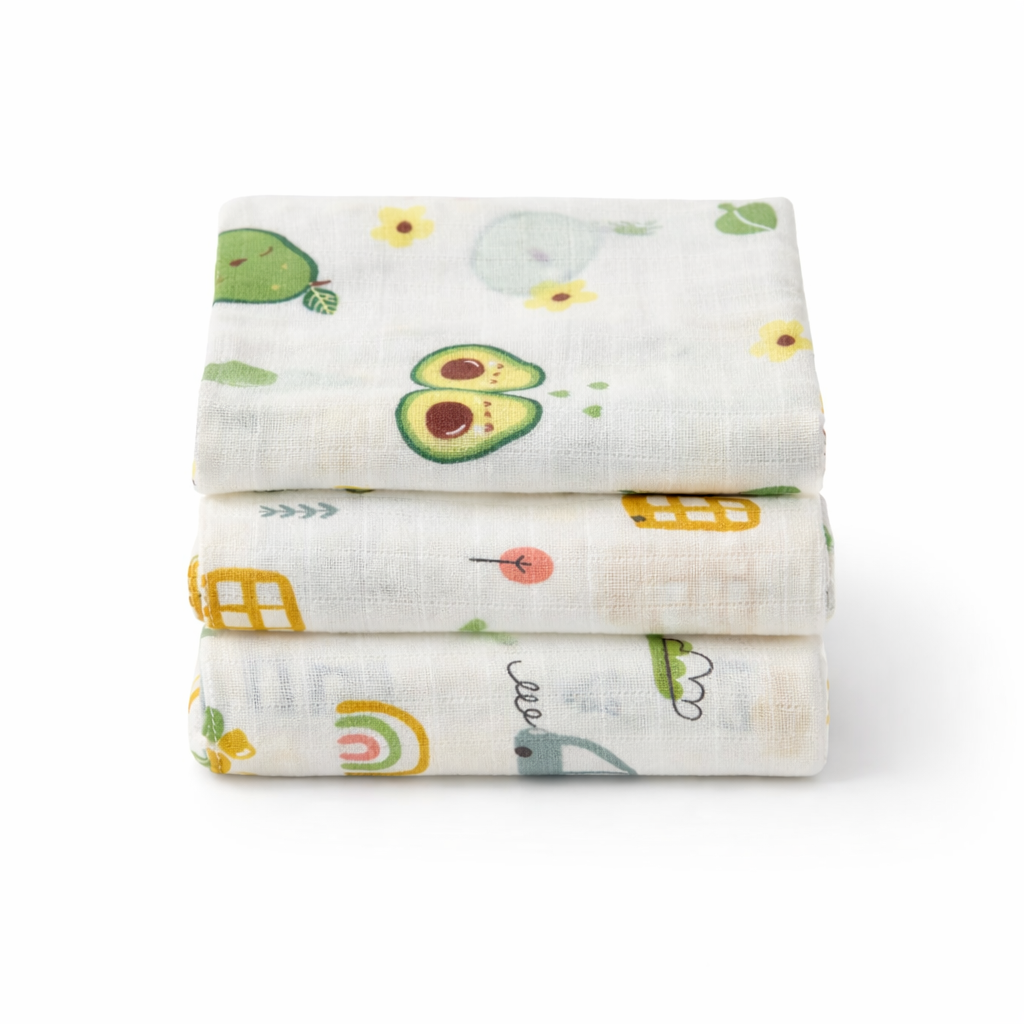 100% Cotton Muslin Wash Cloth – Pack of 3