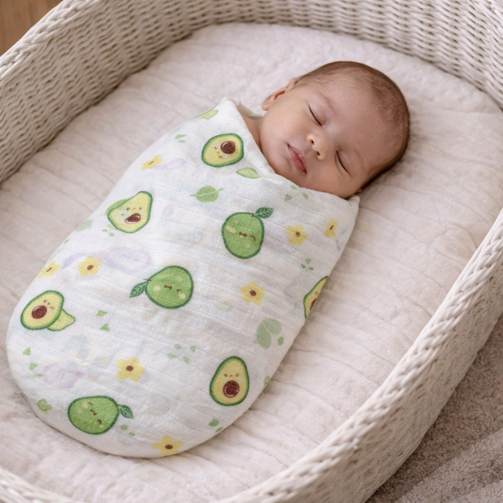 100% Cotton Muslin Swaddle Blankets – Pack of 2 ( Avo & Bee)