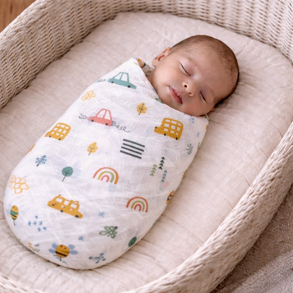 100% Cotton Muslin Swaddle Blankets – Pack of 3